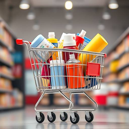 E-commerce Icon - Shopping cart filled with products