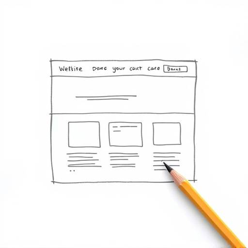 Web Design Icon - A pencil drawing a website layout